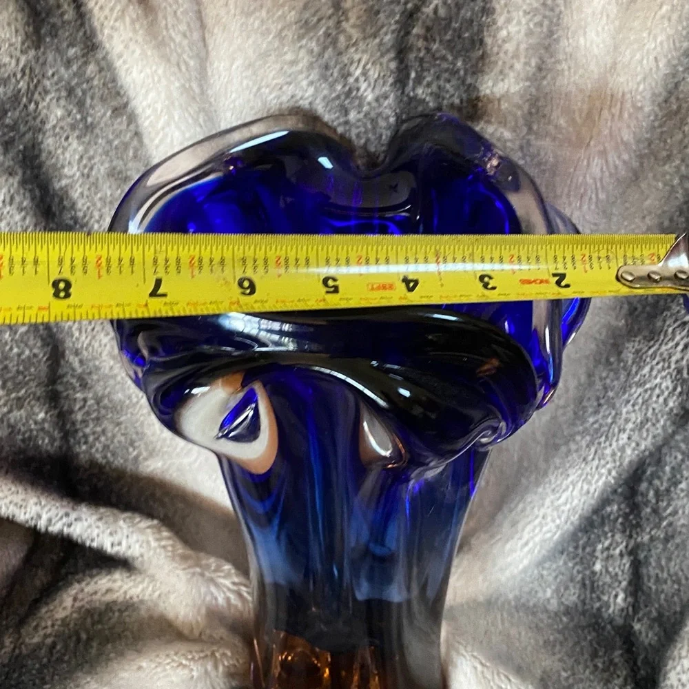 Stunning Very Heavy Multi Color Murano Style Vintage Large Vase - Picture 3 of 16